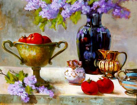 "Lusterware" by Carol Reeves, Oil, Still Life