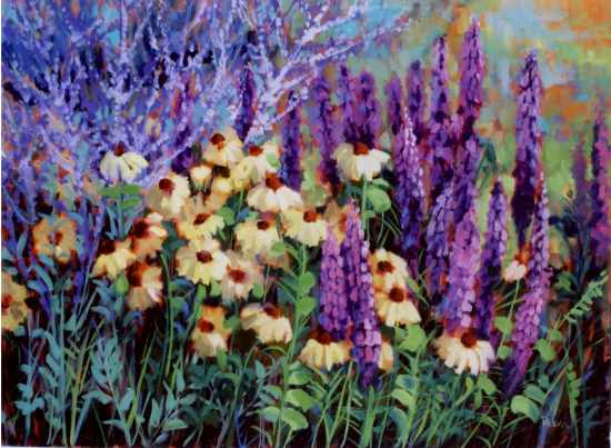 "Rudecia and Lupine" by Carol Reeves, Oil, 30" x 40"